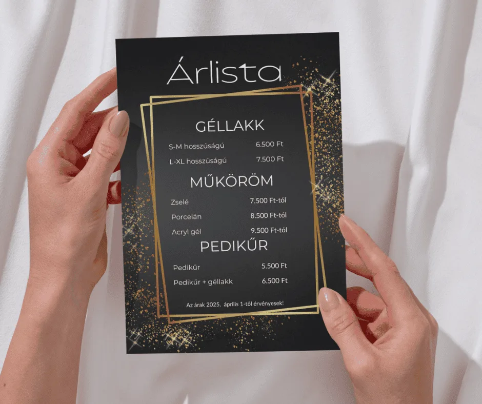 Műköröm szalon árlista