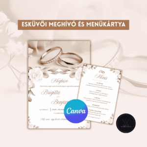 Canva esküvői meghívó és menükártya sablon